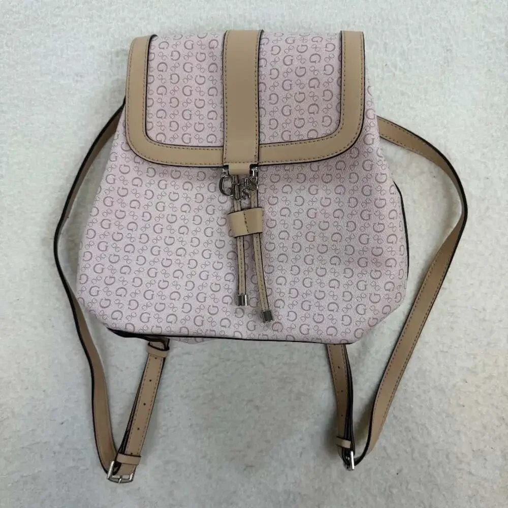 NWT Guess All Over Light Pink Color Logo Print Small Backpack Preppy Academia